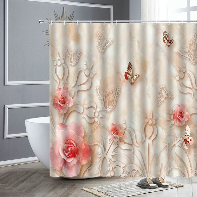 Waterproof decor shower curtain sets